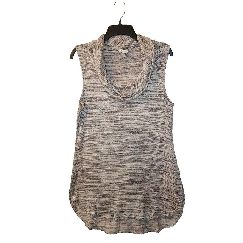Knox Rose Shirt Top Womens Size Large Tan Ivory Cowl Sleeveless Hi Lo He…